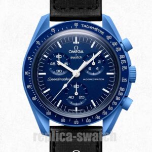 Swatch Replica Moonswatch Blue Dial SO33N100 42mm Quartz Men's